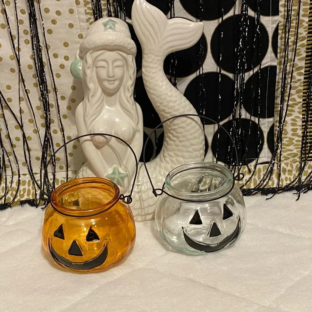 HALLOWEEN 🎃 PUMPKIN HANGING GLASS JARS DECOR HOME GOODS
